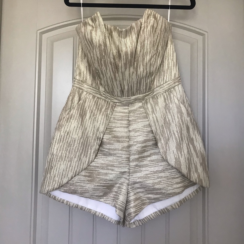 Strapless Gold Textured Romper